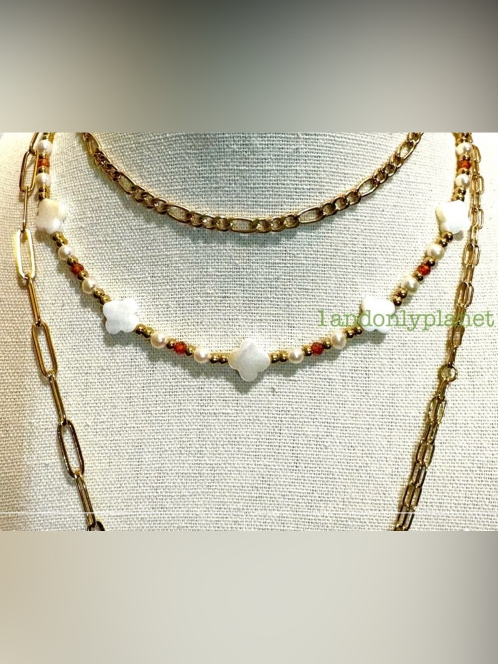 🛑🛑SOLD🛑🛑 Boho Real Shell Genuine Natural Stone Freshwater Pearl Necklace - Picture 4 of 8